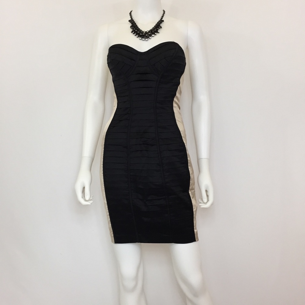 Bebe Satin Strapless Dress 0